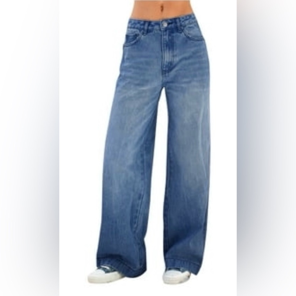 Jordache Baggy Mid-rise Wide Leg Five-Pocket Jeans Size 18